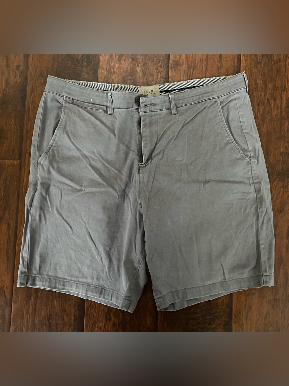 Jachs Men's Slate Gray Flat-Front Chino Shorts